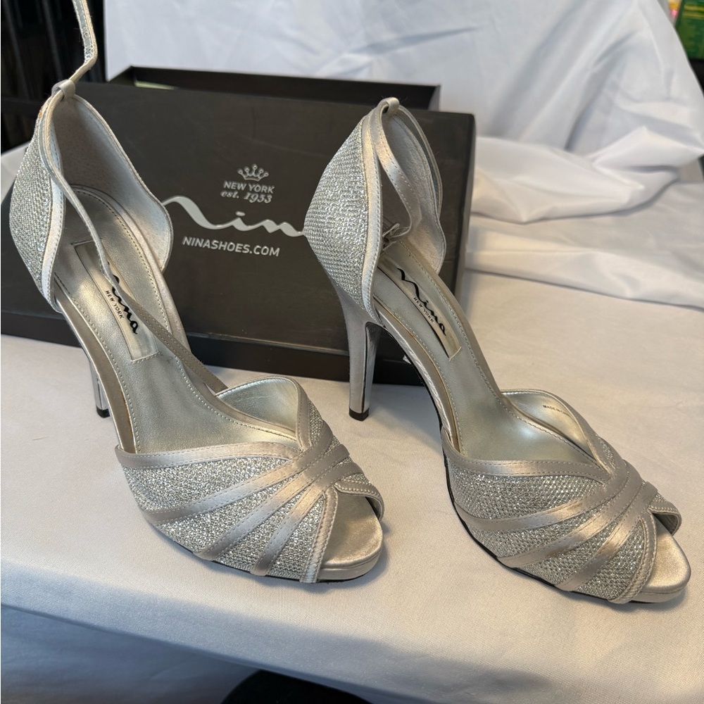 Nina Women's Shimmering Silver Heels